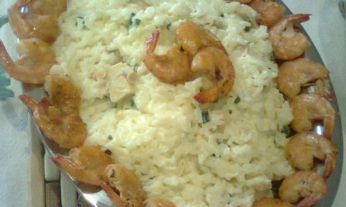 Arroz cremoso com camarões