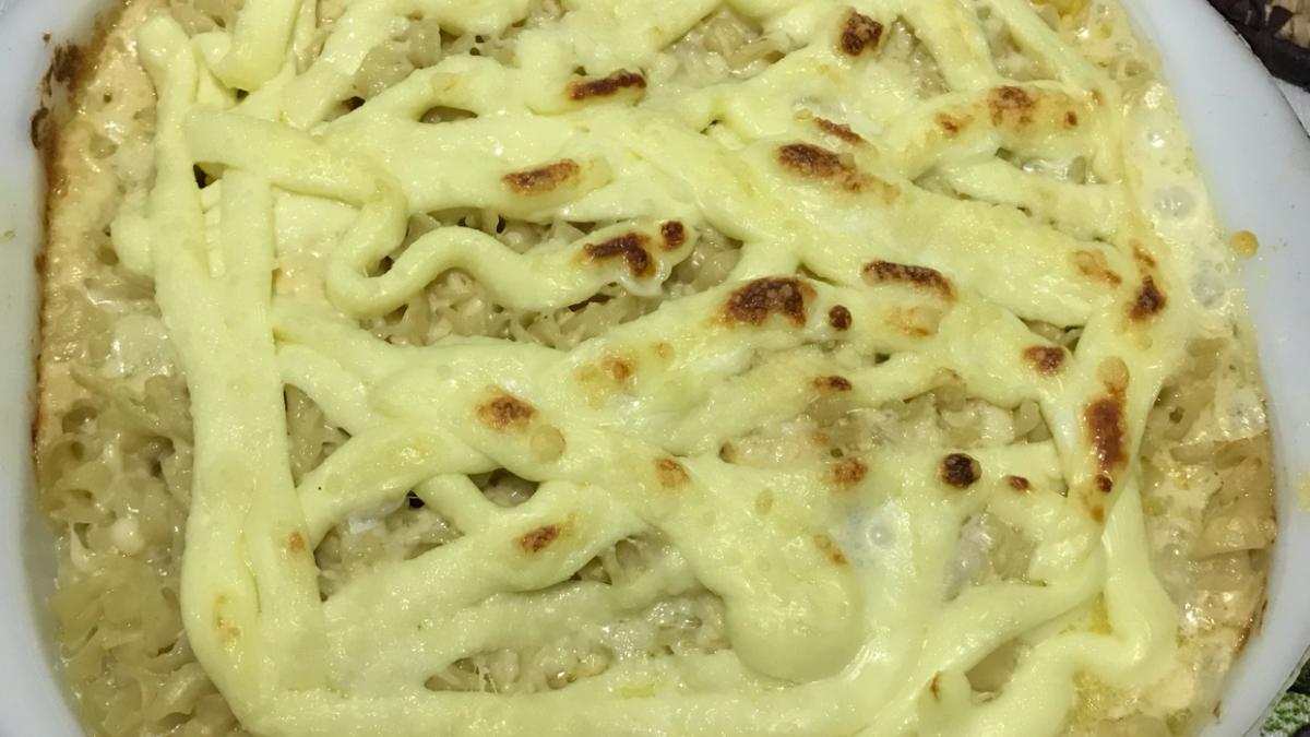 Receita de macarronada: talharim gratinado com gorgonzola e