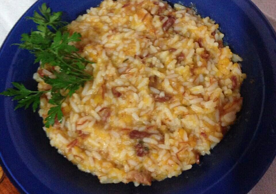 Risoto de carne seca com abóbora
