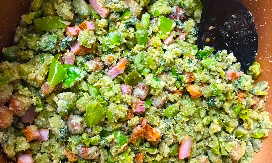 Farofa de jiló com bacon