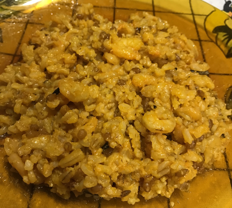 Arroz 7 grãos e camarões