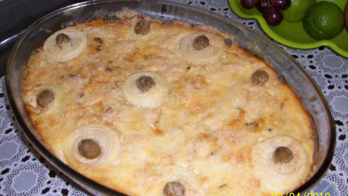 Torta de repolho com bacalhau