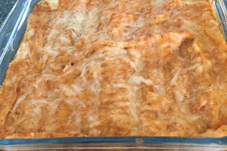 Lasanha rápida de queijo e presunto