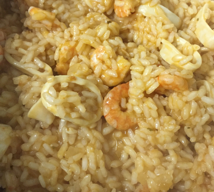 Risoto de camarão e lula