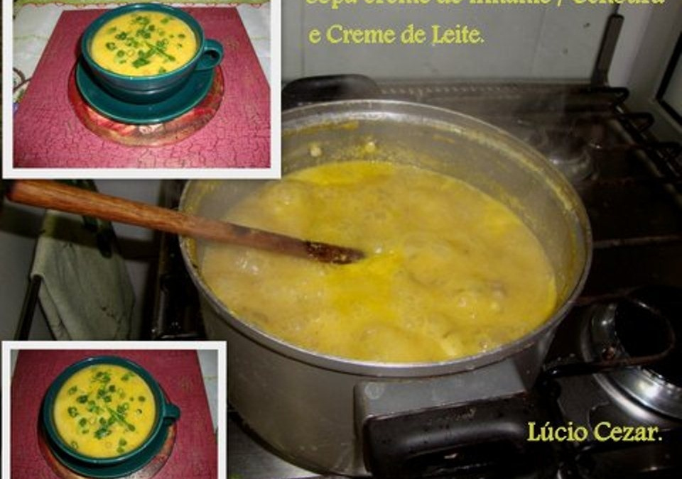 Sopa de inhame, cenoura e creme de leite