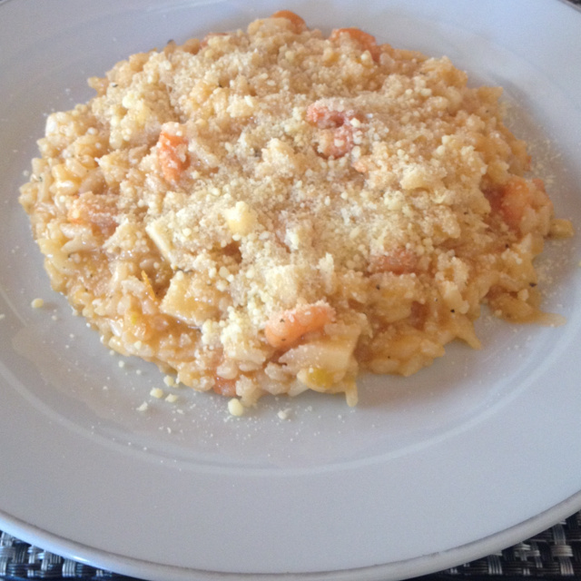Risoto de palmito com camarão