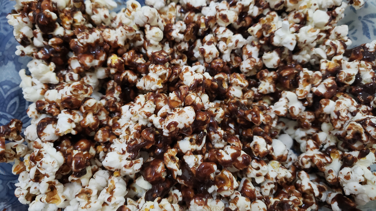 Pipoca com chocolate