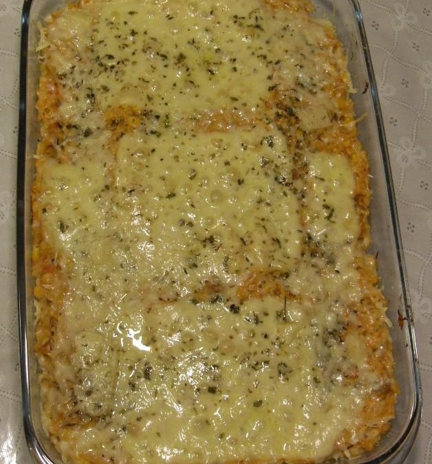 Risoto de palmito e frango gratinado (Risoto Misto)
