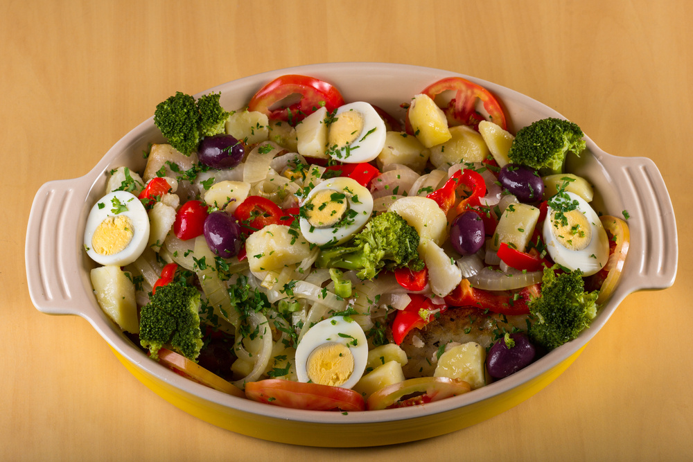Bacalhau ao azeite e legumes