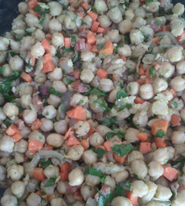 Grão-de-bico com bacon