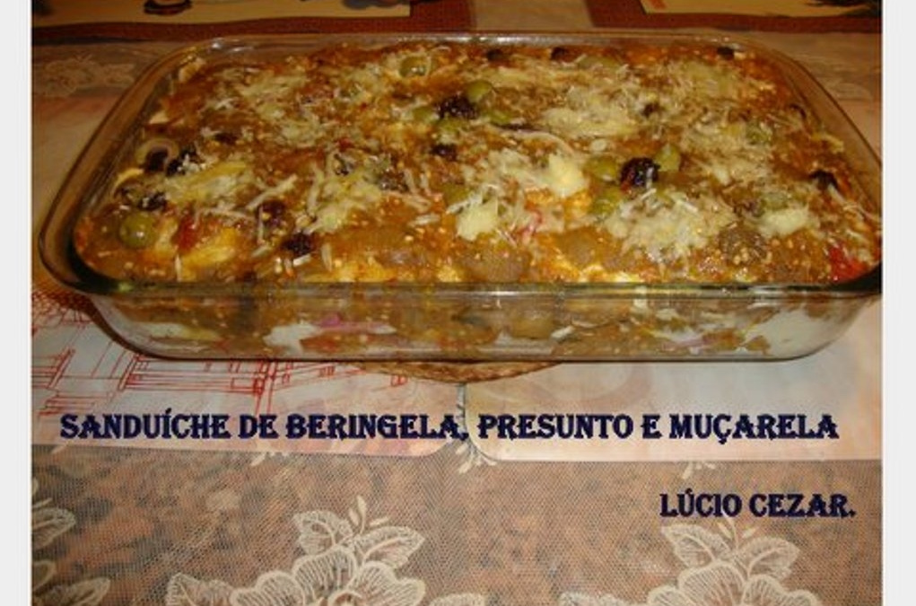 Sanduíche de berinjela, presunto e muçarela do Lúcio Cezar