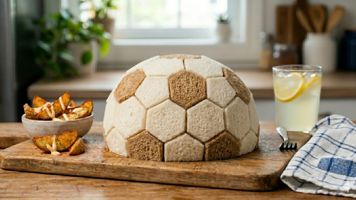 Sanduíche de camadas de bola de futebol para assistir os jogos