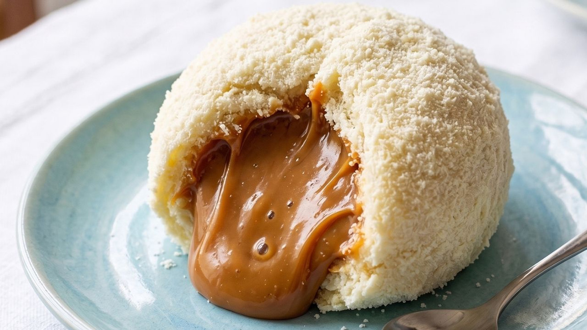 Bomba de leite em pó com doce de leite sem açúcar e que fica pronto em minutos