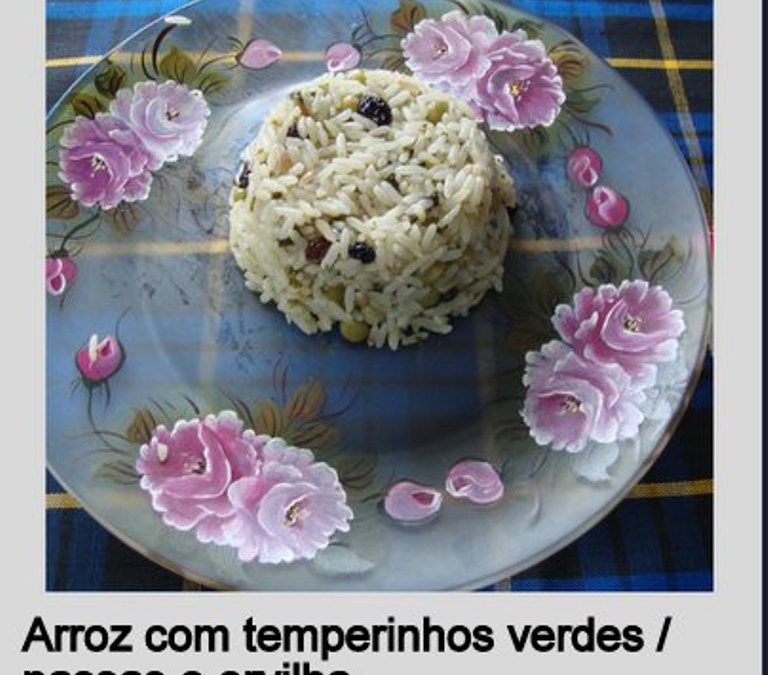 Arroz com temperos verdes, passas e ervilhas do Lúcio Cezar