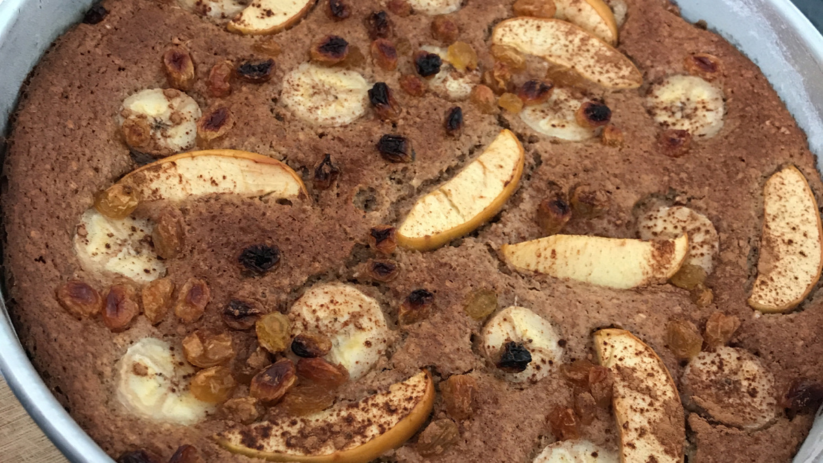 Bolo de banana da Ieda (sem açúcar, sem lactose e sem glúten)