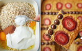 Estou encantada com essa receita de mingau assado: coloco morango, gotas de chocolate e é o meu café da manhã por 3 dias