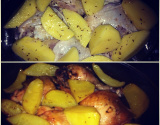 Sobrecoxa assada com batatas
