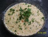 Arroz com camarão ao creme de queijo