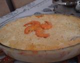 Gratinado delicioso de camarão