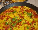 Arroz com açafrão, tomate seco e mussarela