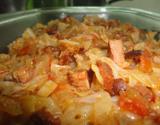 Refogado de repolho, calabresa e bacon