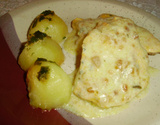 Frango com creme de cebola
