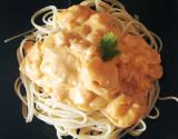 Camarão ao molho gorgonzola com spaghetti