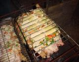 Peixe grelhado com requeijão.