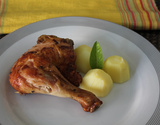 Coxa e sobrecoxa de frango ao curry
