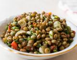 Salada de lentilha com bacalhau