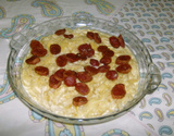 Macarrão com queijo e linguiça
