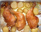 Frango assado no limão com batatas
