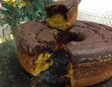 Bolo de cenoura mesclado com chocolate de liquidificador