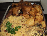 Frango à moda caipira ,com batatas e arroz