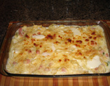 Macarrão com presunto e champignon