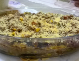 Berinjela recheada com linguiça