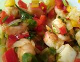 Salada de camarão com kani-mine