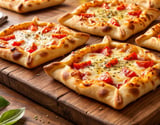 Pizza com massa de pastel na airfryer com borda recheada e porções individuais