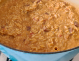Risoto de calabresa com tomates pelados