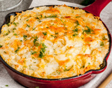Frango desfiado e gratinado