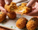 Bolota proteica recheada com frango desfiado e queijo na airfryer: crocante e sabororsa