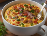 Omelete na caneca pronto em 2 minutos é o café da manhã rápido ou lanche prático com ovo perfeito