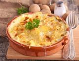 Gratinado de batata com presunto e queijo