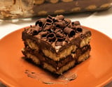 Pavê de chocolate com biscoito champanhe na textura que não desmorona