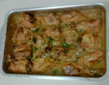 Frango assado com creme de cebola e maionese