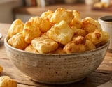 Tapioca na airfryer em forma de snack crocante e proteico