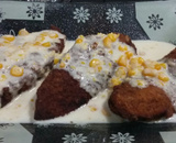 Frango empanado com creme de milho