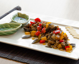 Antepasto delicioso de berinjela