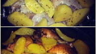 Sobrecoxa assada com batatas