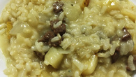 Risoto de gorgonzola com pera e filé mignon